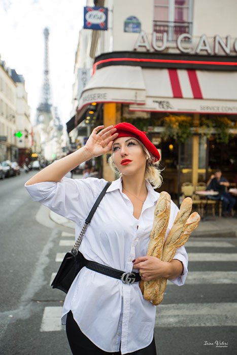 фотосессия с парижским духом и багетами